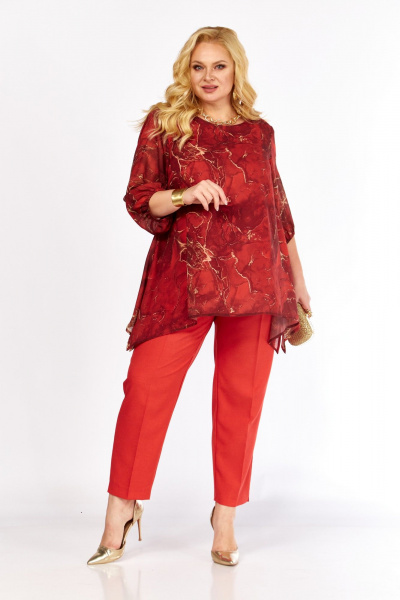 Блуза, брюки Элль-стиль 2263/13 красный - фото 7