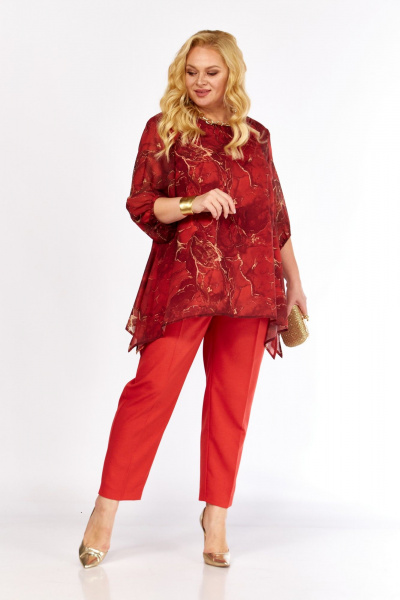 Блуза, брюки Элль-стиль 2263/13 красный - фото 6