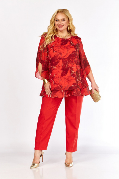 Блуза, брюки Элль-стиль 2263/13 красный - фото 4