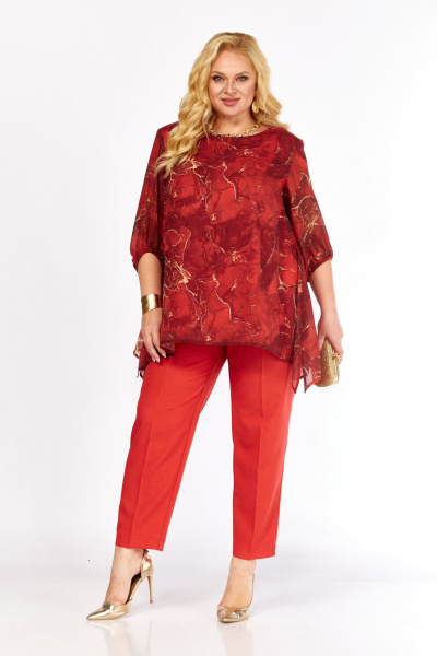 Блуза, брюки Элль-стиль 2263/13 красный - фото 1