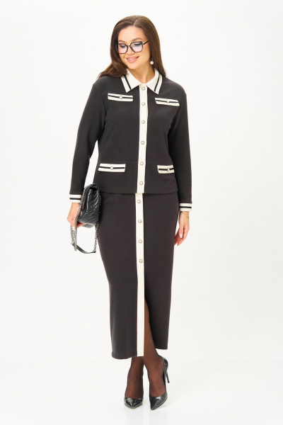 Жакет, юбка БагираАнТа 1088 графит-молоко - фото 2