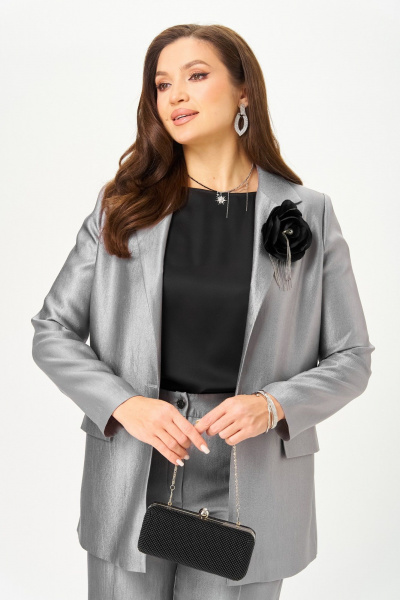 Блуза, брюки, жакет БагираАнТа 1087 серый - фото 12