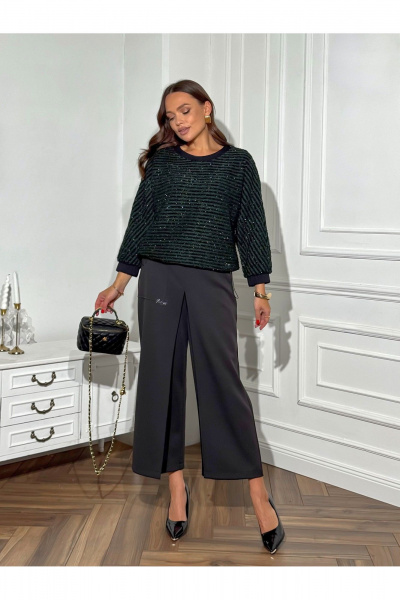 Брюки, джемпер Dilana VIP 2124 зеленый/черный - фото 2