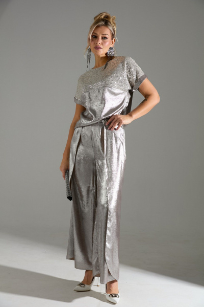 Блуза, брюки LM К180143 бежевый_шиммер - фото 2
