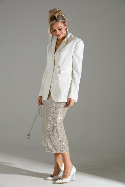 Жакет, юбка LM К4243 белое_золото - фото 2
