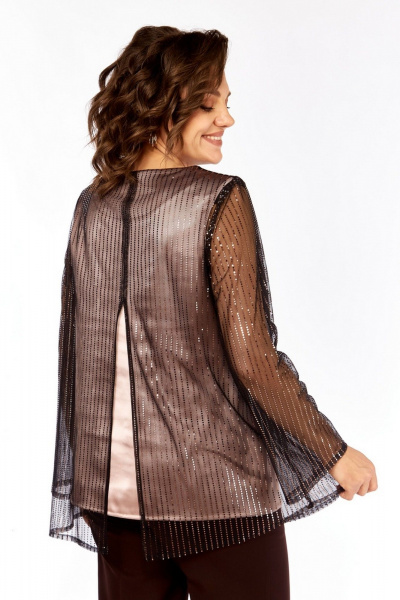 Блуза, брюки Милора-стиль 1407 шоколад - фото 5