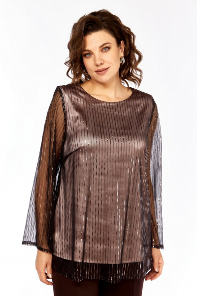 Блуза, брюки Милора-стиль 1407 шоколад - фото 3