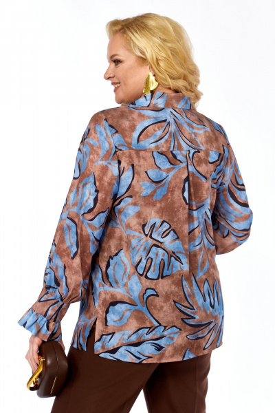 Блуза, брюки Элль-стиль 2398/2 коричневый_голубой_принт - фото 8