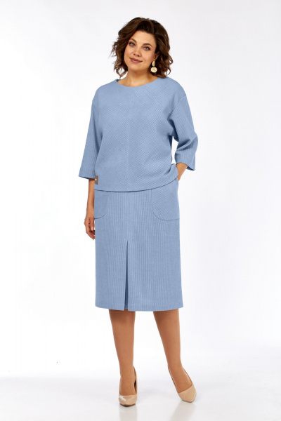 Блуза, юбка Элль-стиль 2441/1 голубой - фото 1