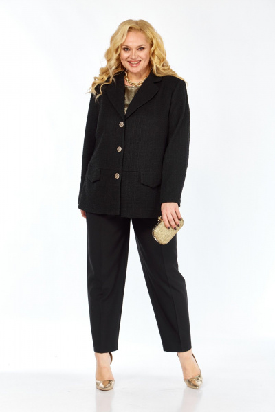 Блуза, брюки, жакет Элль-стиль 2447 черный_золото - фото 2