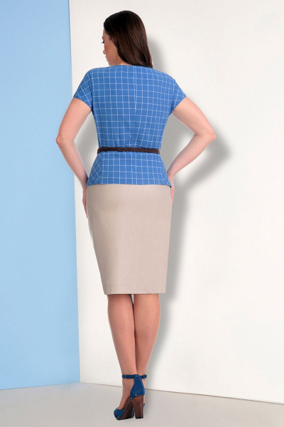 Блуза, юбка Мишель стиль 611 голубой-беж - фото 2