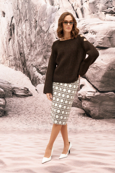 Юбка Barbara Geratti С8331BG белый/коричневый - фото 2