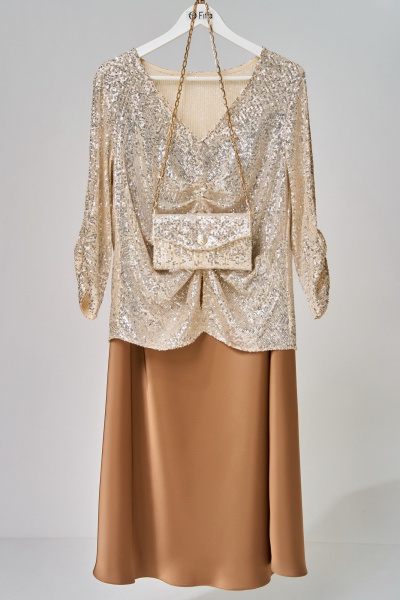 Блуза, клатч, юбка Fita 4151 золотисто-бежевый - фото 2