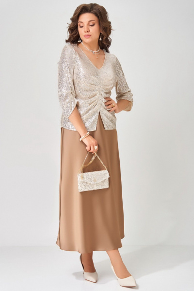 Блуза, клатч, юбка Fita 4151 золотисто-бежевый - фото 6