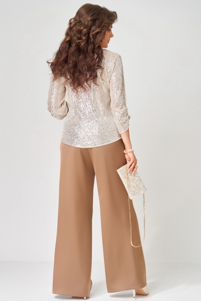 Блуза, брюки, клатч Fita 4152 золотисто-бежевый - фото 7