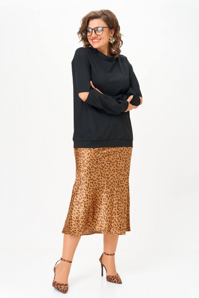 Джемпер, юбка Anastasia 1311 черный+принт - фото 5