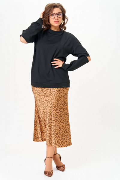 Джемпер, юбка Anastasia 1311 черный+принт - фото 3