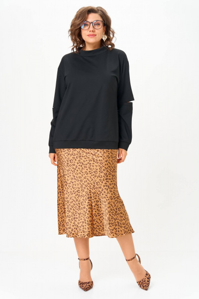 Джемпер, юбка Anastasia 1311 черный+принт - фото 1