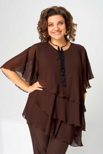 Блуза, брюки Асолия 1512 коричневый - фото 7