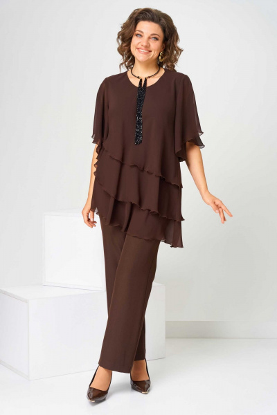 Блуза, брюки Асолия 1512 коричневый - фото 5