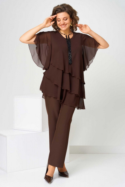 Блуза, брюки Асолия 1512 коричневый - фото 2