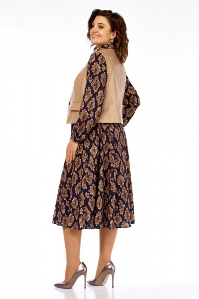 Жилет, платье Милора-стиль 1380/1 черный+капучино_соты - фото 4