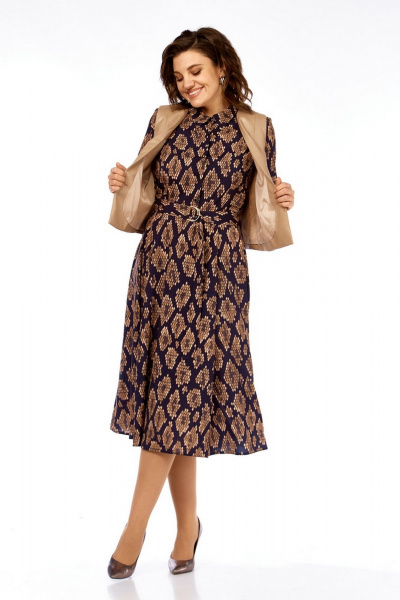 Жилет, платье Милора-стиль 1380/1 черный+капучино_соты - фото 3