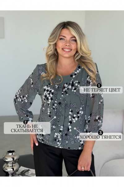 Блуза LindaLux 217 серая_ветка - фото 4