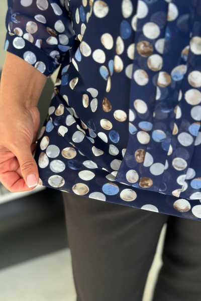 Блуза LindaLux 217 синие_кружки - фото 3