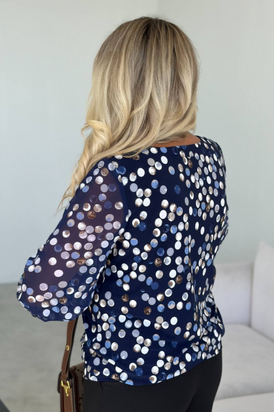 Блуза LindaLux 217 синие_кружки - фото 2