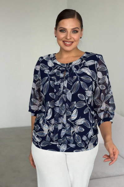 Блуза LindaLux 217 синие_лилии - фото 5