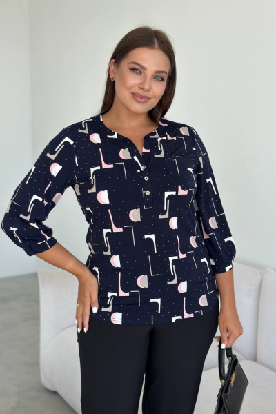 Блуза LindaLux 1-590 синяягео - фото 1