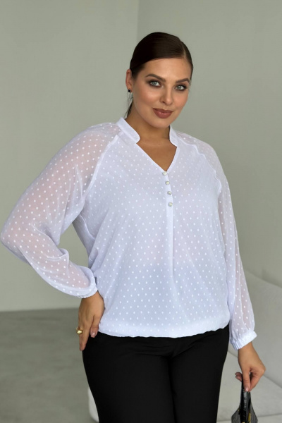 Блуза LindaLux 1-594 белая(пуговки) - фото 3