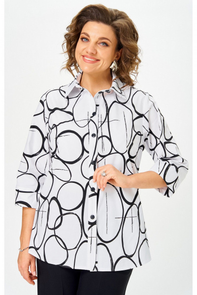 Блуза, брюки БелЭльСтиль 877-3_26_22+601-2_88_22 бело-черный - фото 6