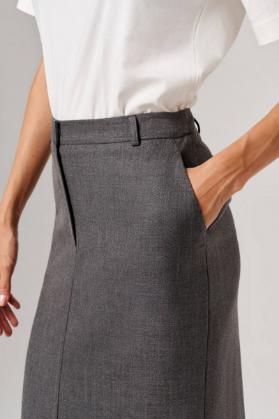 Юбка Nelva 4863 темно-серый полоска - фото 3