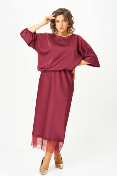 Блуза, юбка Karina deLux M-1410 бордо - фото 4