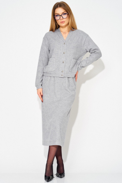 Джемпер, юбка Laikony L-283 серый - фото 2