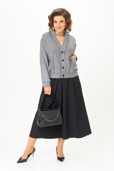 Бомбер, юбка Aira Style 24131 серый-черный - фото 11