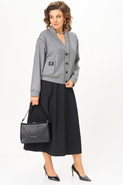 Бомбер, юбка Aira Style 24131 серый-черный - фото 8