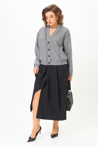 Бомбер, юбка Aira Style 24131 серый-черный - фото 4