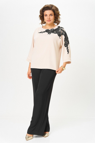 Блуза, брюки Rumoda 2278_дл_бежевый-черный - фото 4