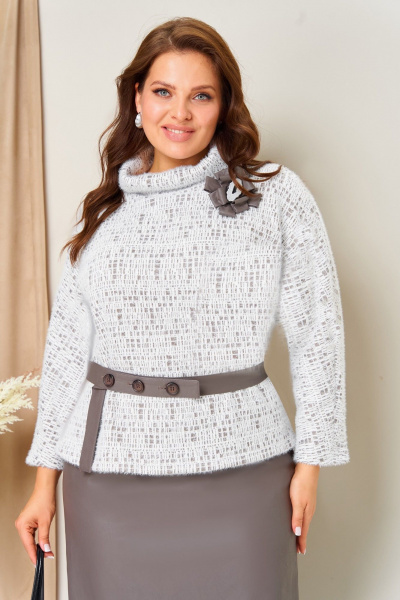 Джемпер, юбка VOLNA 1447 бежево-белый - фото 2