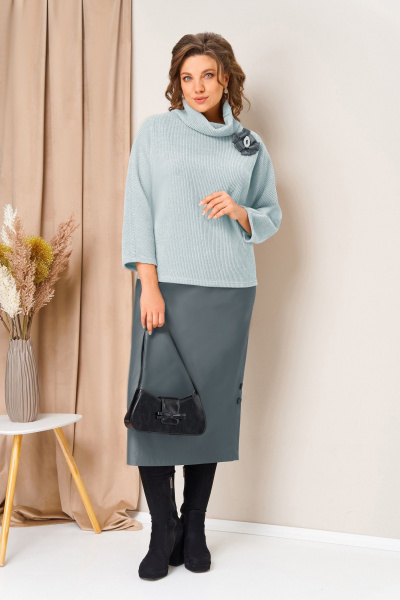 Джемпер, юбка VOLNA 1447 светло-голубой - фото 1