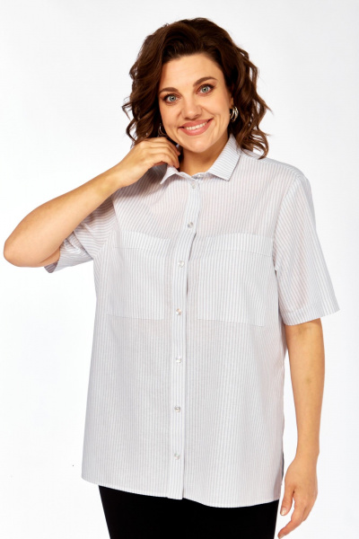Рубашка Avenue 0338-4 полоска_серый+молочный - фото 7