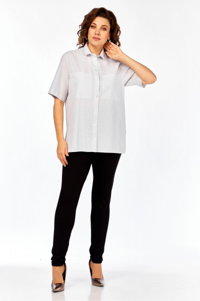 Рубашка Avenue 0338-4 полоска_серый+молочный - фото 3