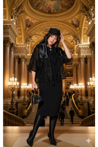 Жакет, платье Vittoria Queen 26333 черный - фото 9