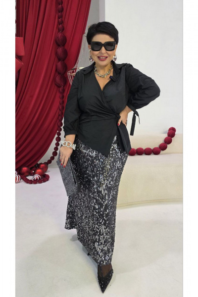 Блуза, юбка Vittoria Queen 27313 черно-серебристый - фото 9