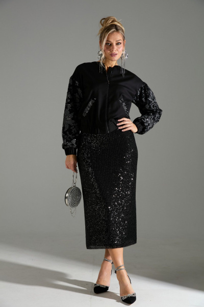 Бомбер, юбка LM К168042 черный - фото 3