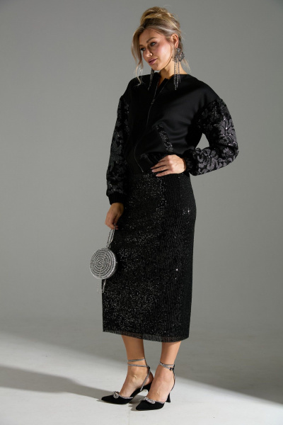 Бомбер, юбка LM К168042 черный - фото 2