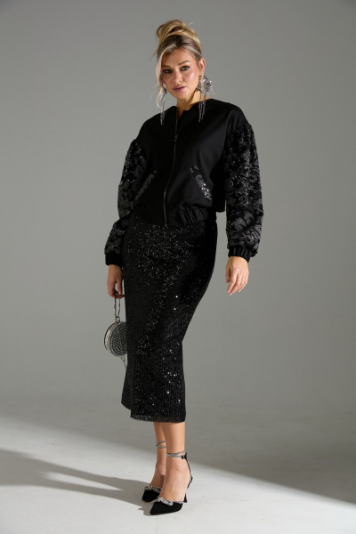 Бомбер, юбка LM К168042 черный - фото 1